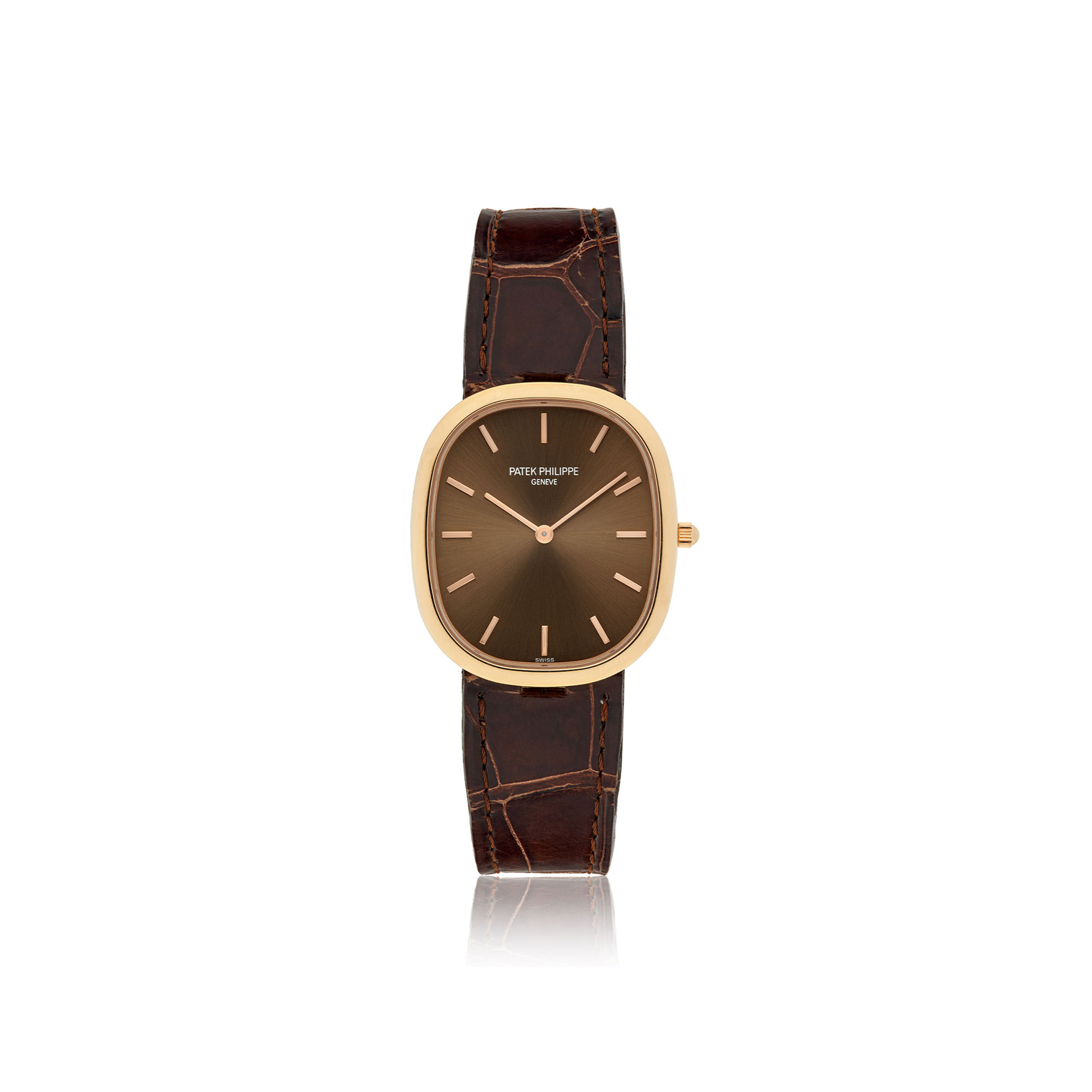 PATEK PHILIPPE ROSE GOLD ELLIPSE WITH BROWN GOLD DIAL 31x35.5MM 3738100R-001